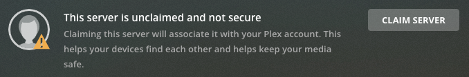 A server that is unclaimed (not signed in) displays a notice and allows you to claim the server