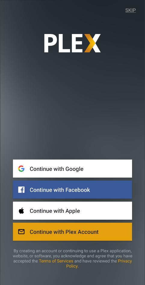 You can sign in to our Android app using Google, Facebook, Apple, or your email address