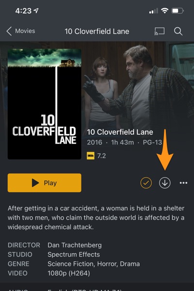 Download shows or movies to watch offline