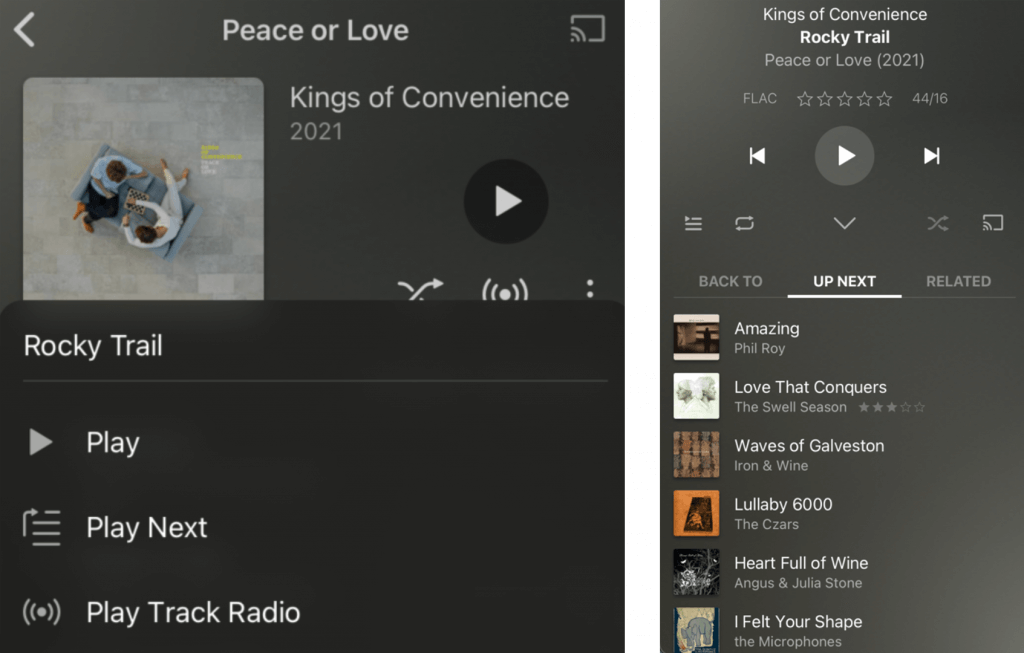 The option to Play Track Radio is available from the context menu for a specific track.